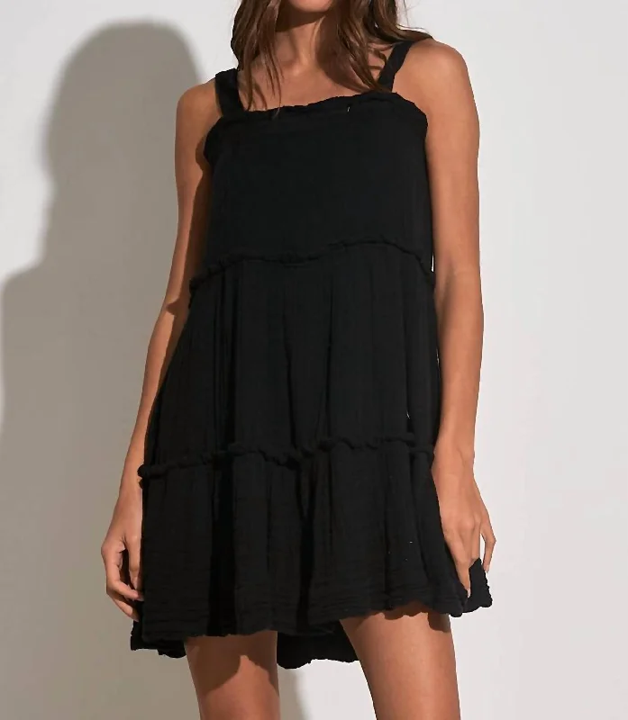 Lowest Prices fitted dressTiered Mini Dress In Black
