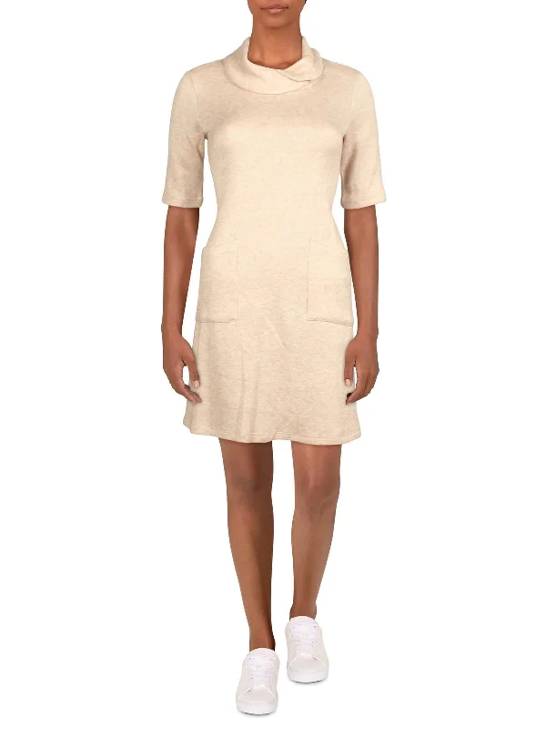 Season Finale Sale wrap-around dressPetites Womens Cowlneck Mini Sweaterdress