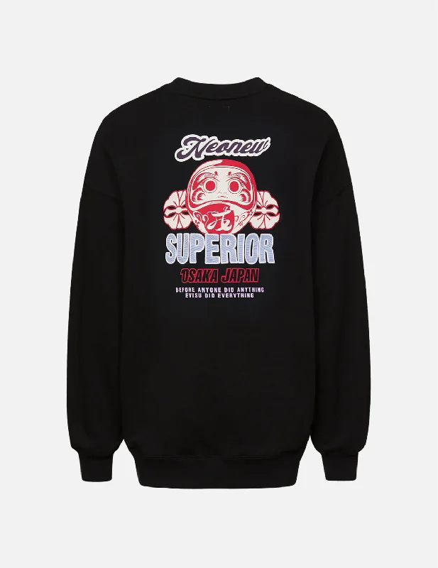 Savings Event trendy sports sweatshirtDaruma and Kamon Print Sweatshirt