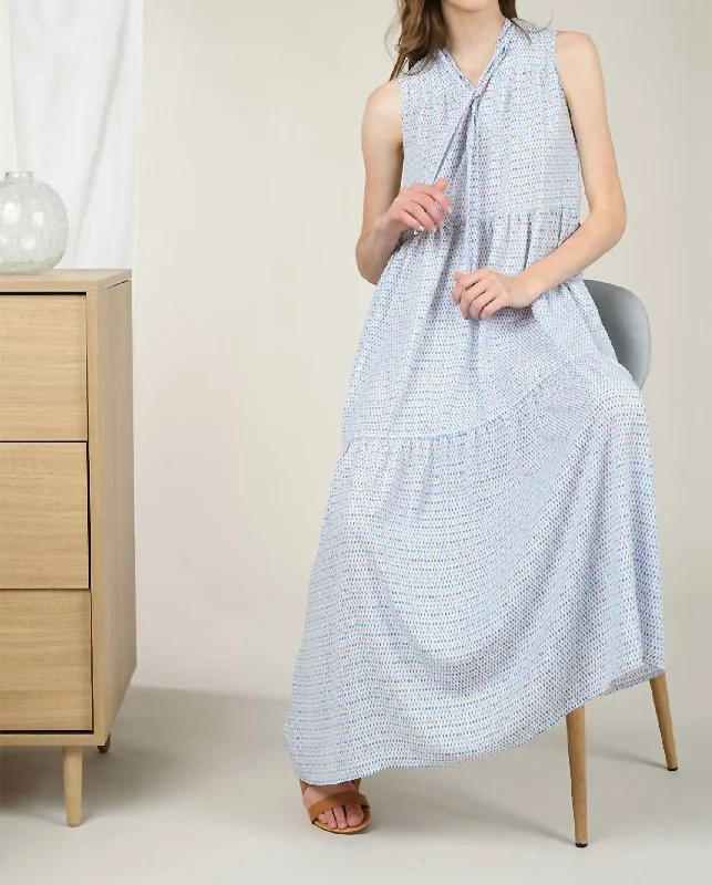 Exclusive Deal formal dressLong Print Dress In Traffic Blue