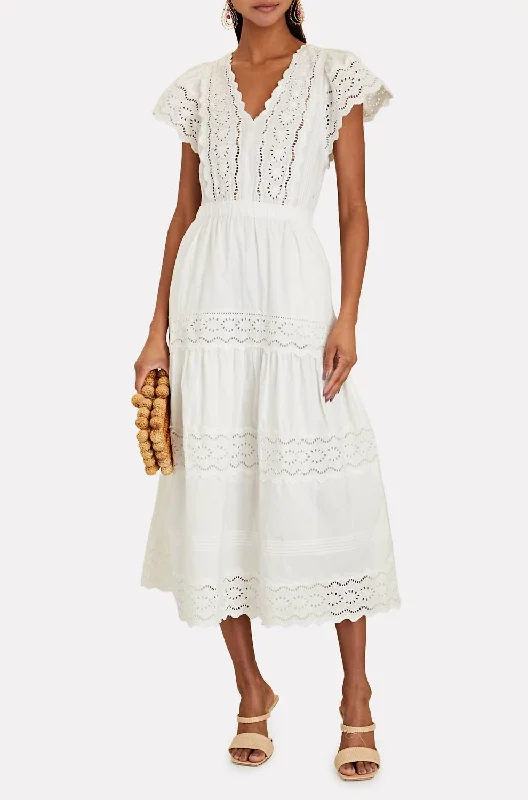 Bargain Bin party dressGeorgina Eyelet Flutter Dress in White