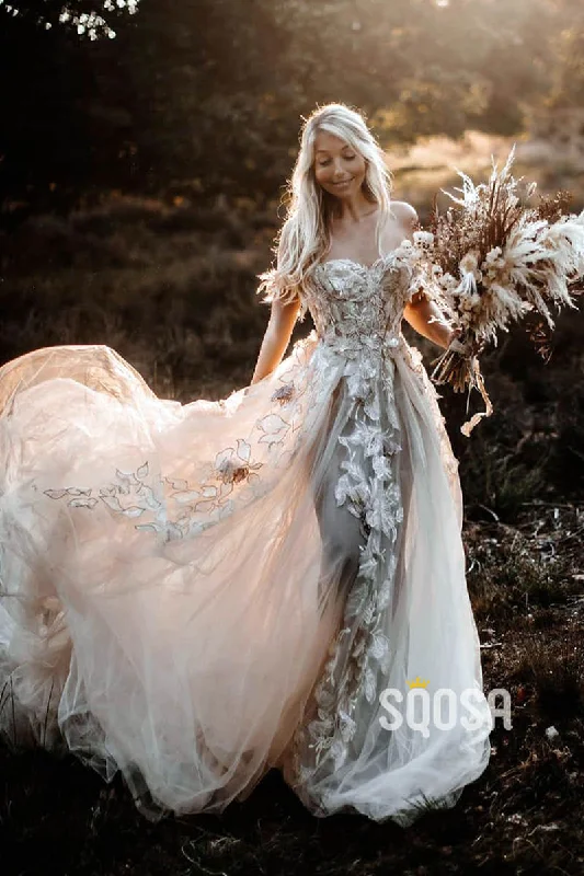 Today’s Deal comfy dressUnique Off-Shoulder Chic Appliques Bohemian Wedding Dress QW2431 Today’s Deal comfy dressUnique Off-Shoulder Chic Appliques Bohemian Wedding Dress QW2431