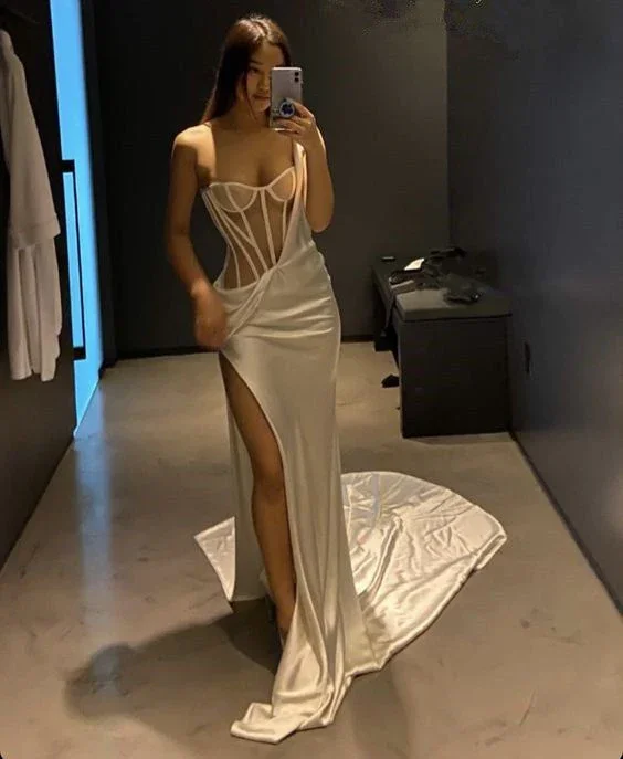 Take Advantage spaghetti strap dressWhite One Shoulder Long Prom Dress With High Split Sexy Evening Dress Y189 Take Advantage spaghetti strap dressWhite One Shoulder Long Prom Dress With High Split Sexy Evening Dress Y189