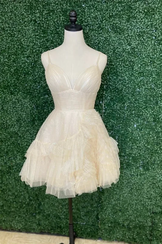 Unbeatable Prices boho-chic dressIvory Straps A-line Short Ruffles Homecoming Dress Y2778 Unbeatable Prices boho-chic dressIvory Straps A-line Short Ruffles Homecoming Dress Y2778