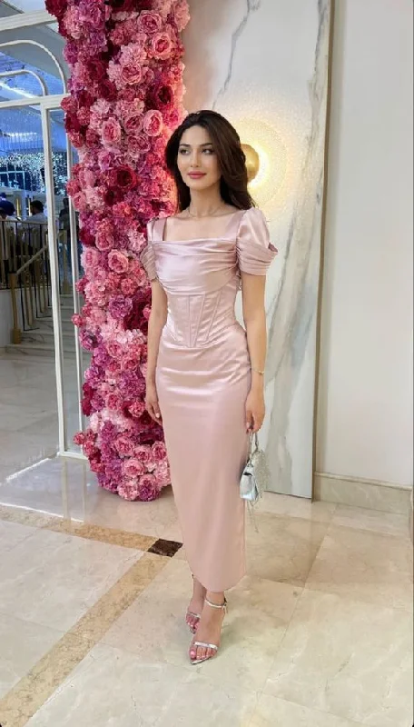 Can't Miss sleeveless dressClassy Pink Satin Long Prom Dress,Pink Bridesmaid Dress  Y2651