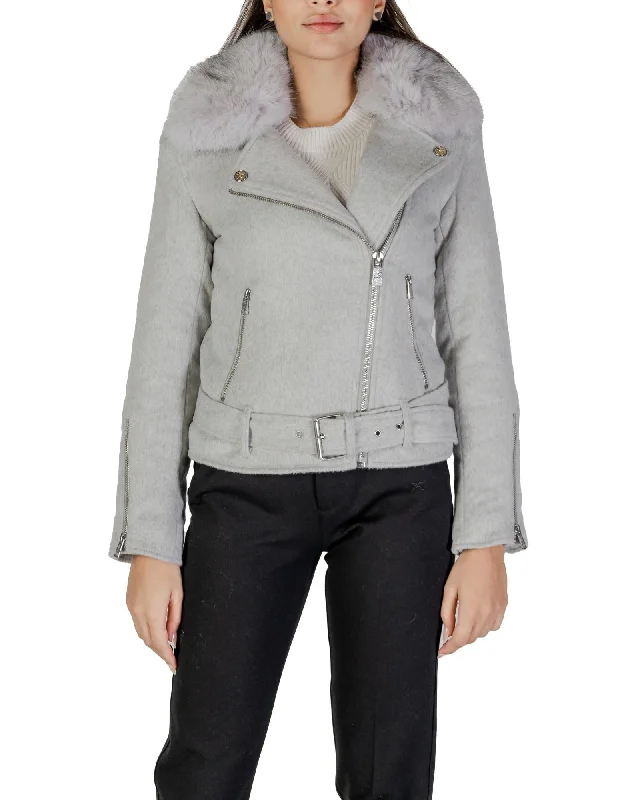 Discount Days classic trench coatGuess V-Neck Zip-Up Coat with Front Pockets