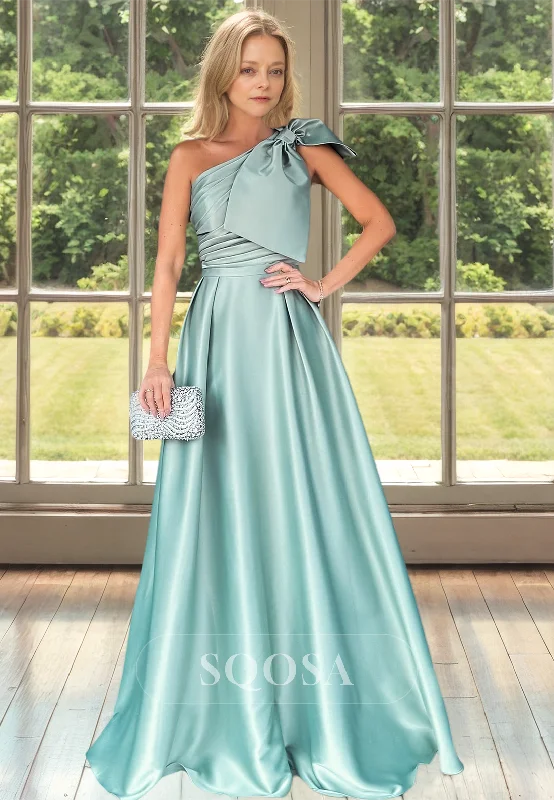 Savings Spectacular casual midi dressAsymmetrical-Neck One-Strap A-Line Mother of the Bride Dress Sleeveless Pleated Floor-Length Cocktail Dress