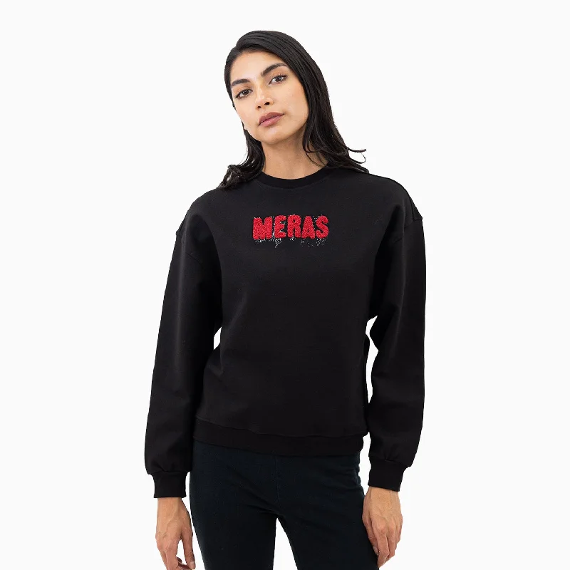 Fantastic Deals fashionable fitness sweatshirtWomen's Chenille Patch Sweatshirt