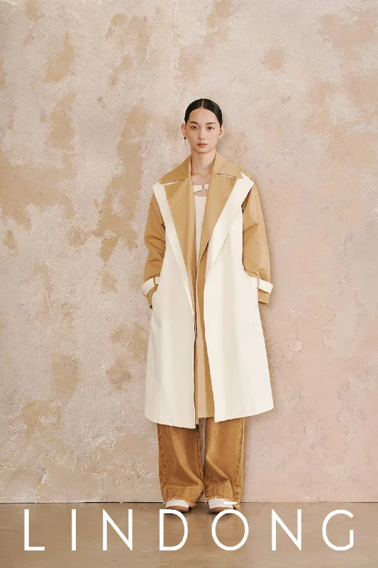Special Buy casual coatLINDONG | Calixte Colorblock Belted Trench Coat