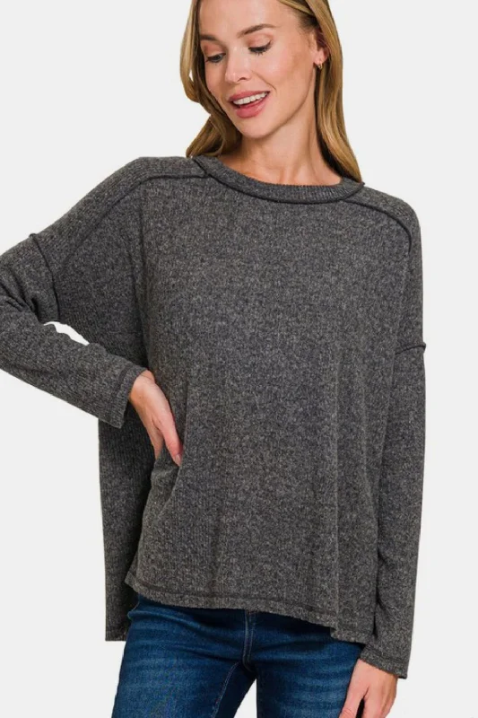Limited Time Discount minimalist gym sweatshirtZenana Full Size Exposed Seam Brushed Round Neck Sweater Limited Time Discount minimalist gym sweatshirtZenana Full Size Exposed Seam Brushed Round Neck Sweater