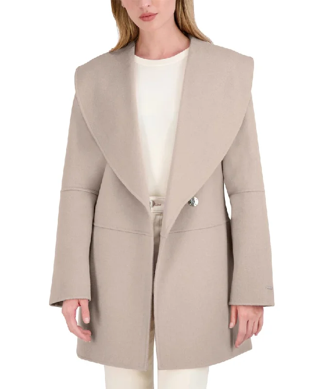 New Deals long-sleeve winter jacketTahari Double Face Wool-Blend Coat