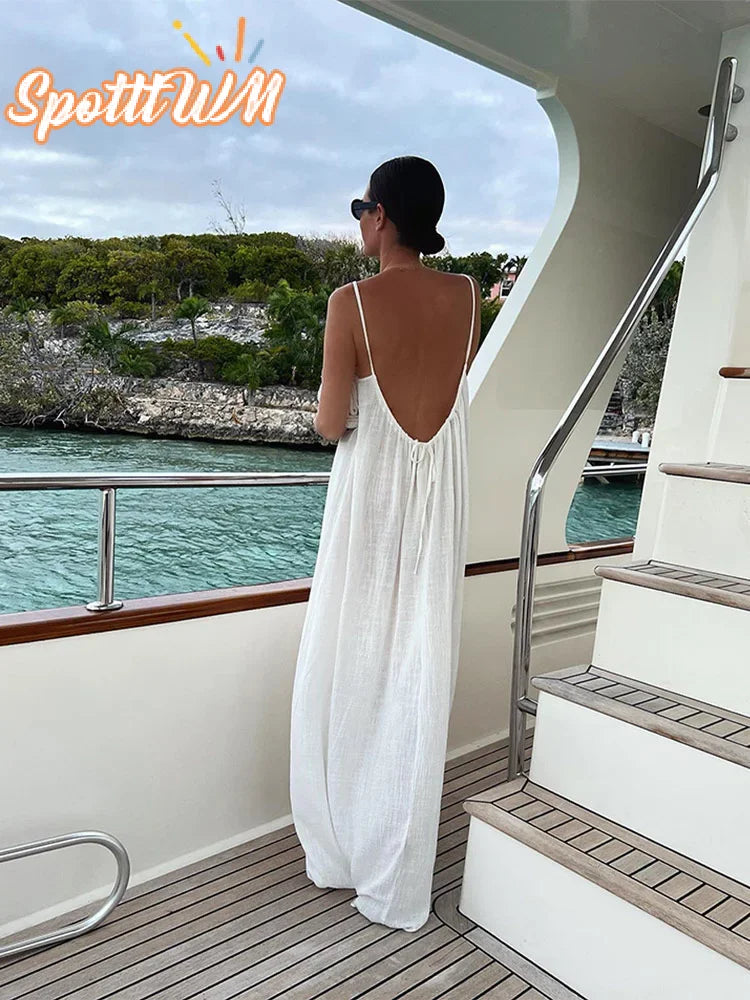 Quick Sale wool coatSexy Backless Lace Up Spaghetti Strap Dress Women Off Shoulder Sleeveless Loose Long Dresses Summer Lady New Beach Vacation Robe Quick Sale wool coatSexy Backless Lace Up Spaghetti Strap Dress Women Off Shoulder Sleeveless Loose Long Dresses Summer Lady New Beach Vacation Robe