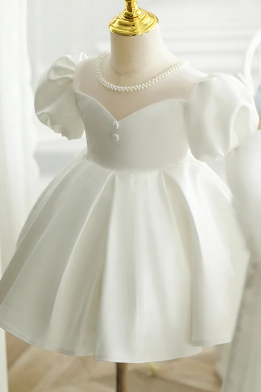 Unbeatable Prices statement dressBall Gown Illusion Neckline Pearls Cute Flower Girl Dress Short Sleeves First Communion Dress QF1042 Unbeatable Prices statement dressBall Gown Illusion Neckline Pearls Cute Flower Girl Dress Short Sleeves First Communion Dress QF1042