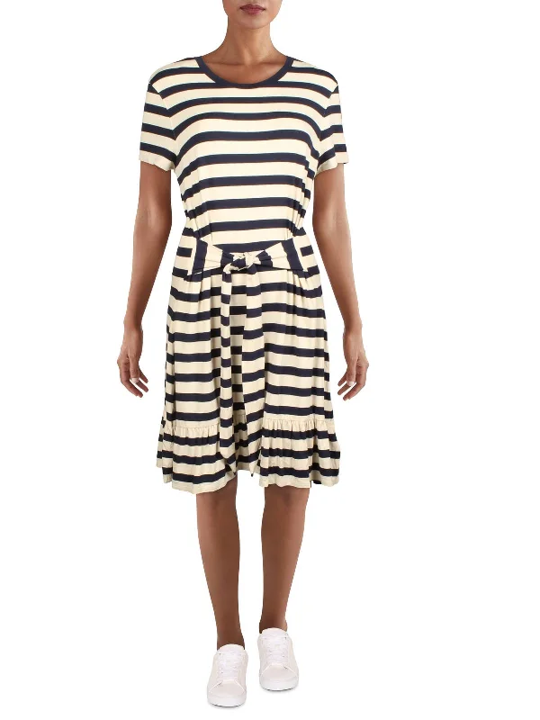 Special Buy elegant shift dressWomens Striped Mini T-Shirt Dress