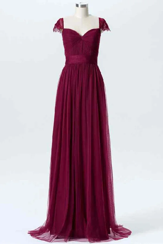 Now or Never ruched dressMulberry A-line Sweetheart Tulle Pleated Lace Cap Sleeves Long Bridesmaid Dress Now or Never ruched dressMulberry A-line Sweetheart Tulle Pleated Lace Cap Sleeves Long Bridesmaid Dress