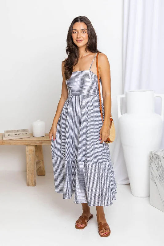Bargain Prices Simone Midi Dress - Charcoal Stripe