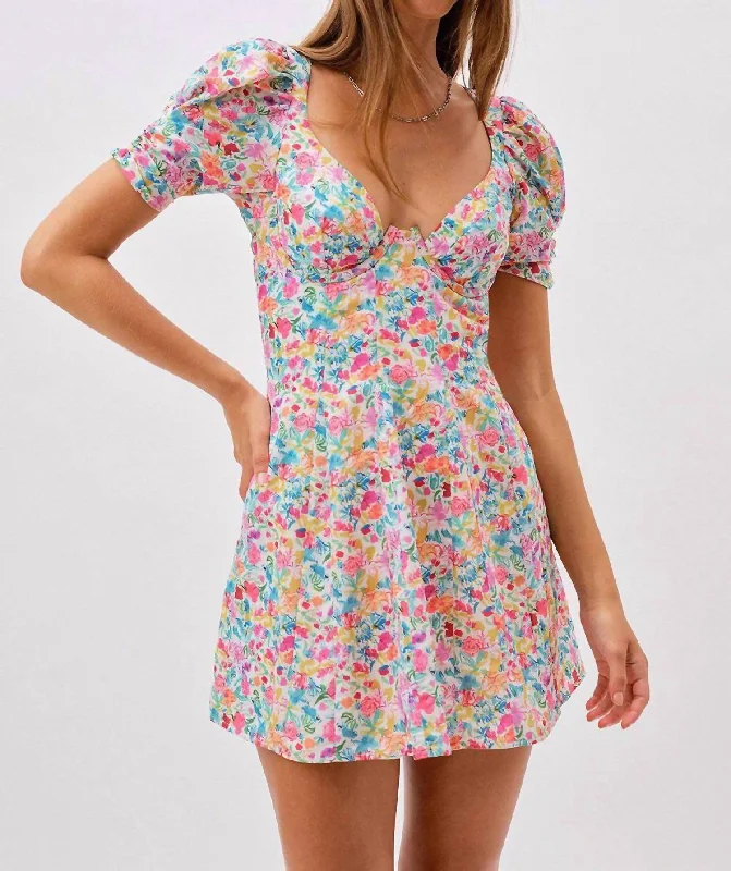 Discount Mania long-sleeve floral dressClaude Mini Dress in Aqua