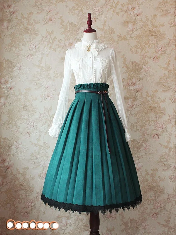 While Supplies Last boho-chic dressSentaro~Warm Tea Suede~High Waist Pleated Lolita Skirt
