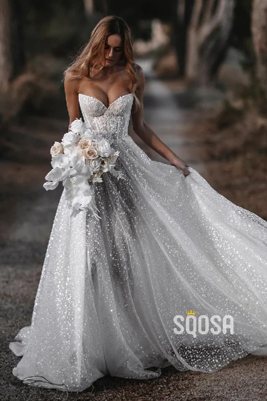 Crazy Deals spaghetti strap dressA-line Sweetheart Lace Appliques Bohemian Wedding Dress QW2468