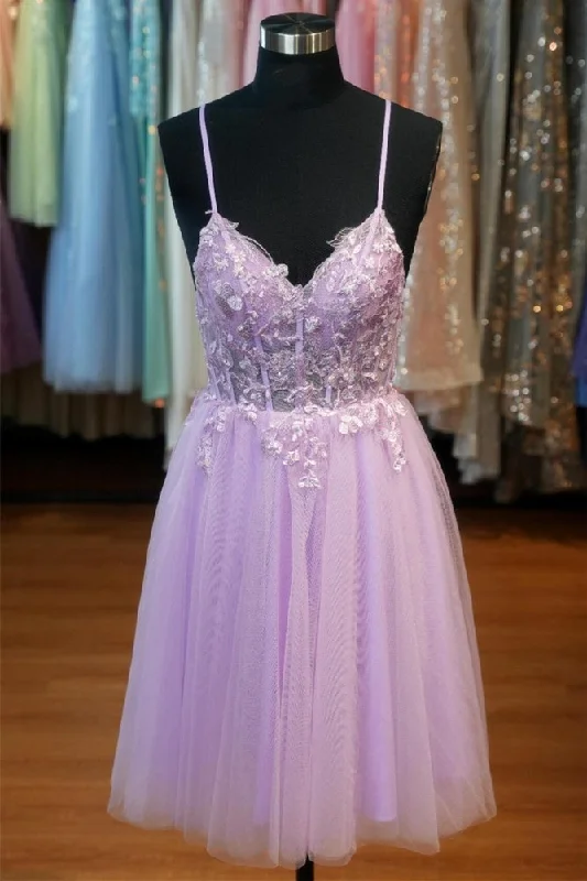 The Best Prices vintage-inspired dressLilac Sweetheart A-line Straps Tulle Homecoming Dress The Best Prices vintage-inspired dressLilac Sweetheart A-line Straps Tulle Homecoming Dress