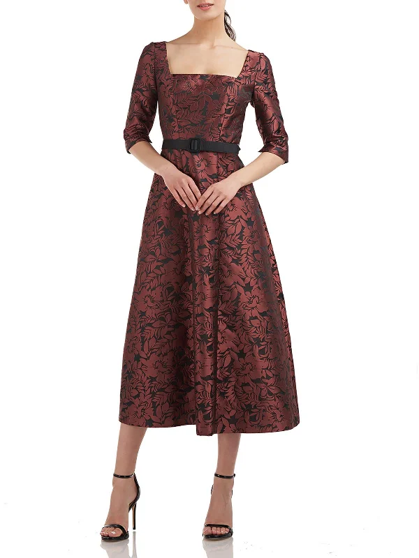 Final Markdown A-line dressElania Womens Floral Tea-Length Cocktail and Party Dress