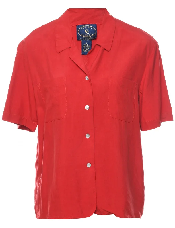Shop and Save high-fashion coatRed Classic Silk Blouse - L
