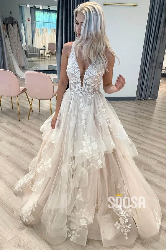 Deal Frenzy v-neck dressA-Line V-neck Tulle Appliques Pincess Wedding Dress Bridal Gowns QW0929 Deal Frenzy v-neck dressA-Line V-neck Tulle Appliques Pincess Wedding Dress Bridal Gowns QW0929