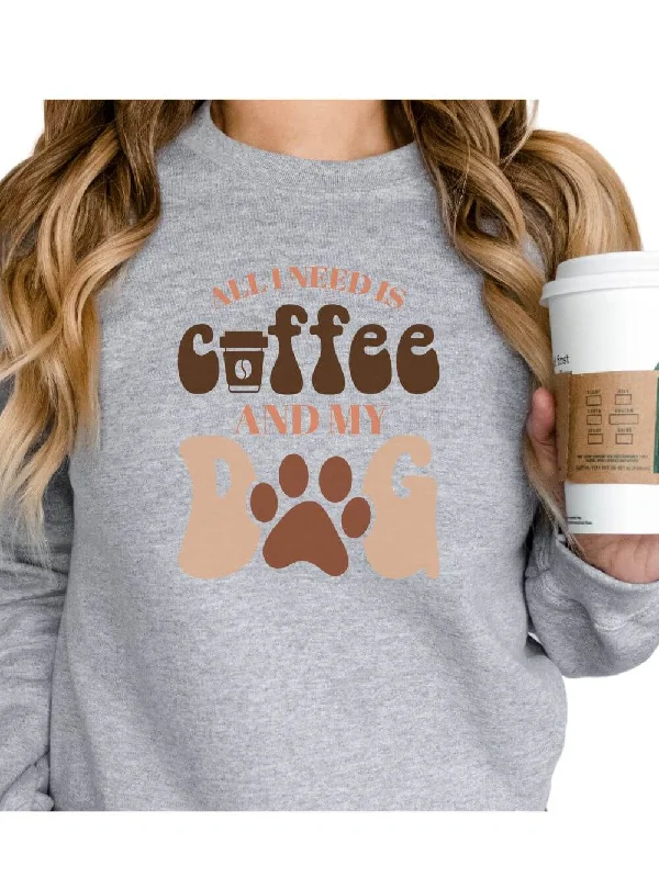 Doorbuster Deal urban sports sweatshirtAll I Need is Coffee and my Dog Crewneck Sweatshirt for Dog Moms Doorbuster Deal urban sports sweatshirtAll I Need is Coffee and my Dog Crewneck Sweatshirt for Dog Moms