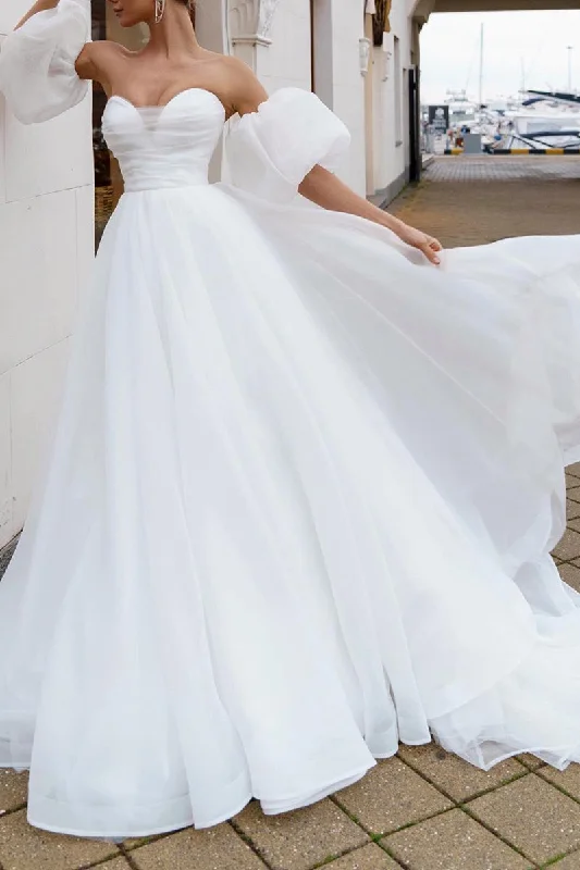 Blowout Deals winter dressA Line Sweetheart White Hall Casual Wedding Dress Simple Bridal Gowns QW2664
