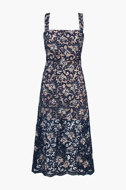 Deal of the Day luxury dressRaina Two Tone Midi Dress in Navy
