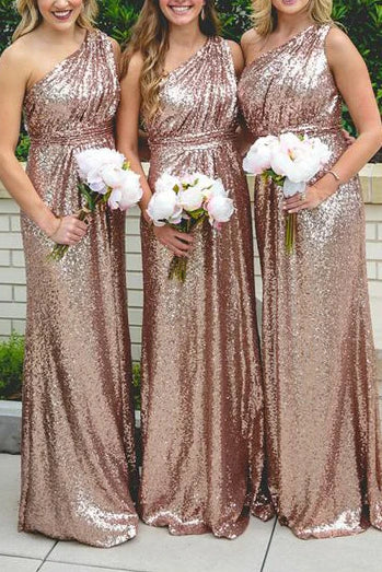 Savings Event cocktail dressOne Shoulder Sleeveless Sequins A-Line Bridesmaid Dress