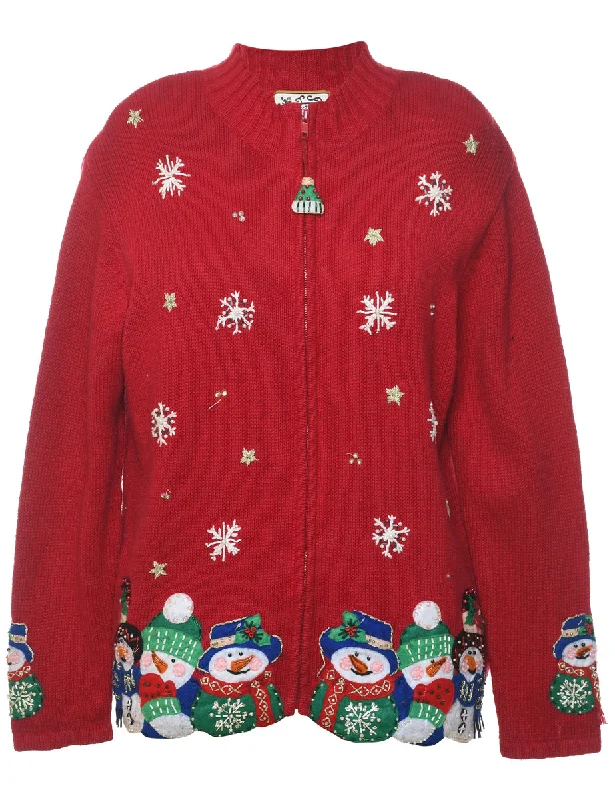Deal Mania comfortable coatSnowman Christmas Cardigan - M