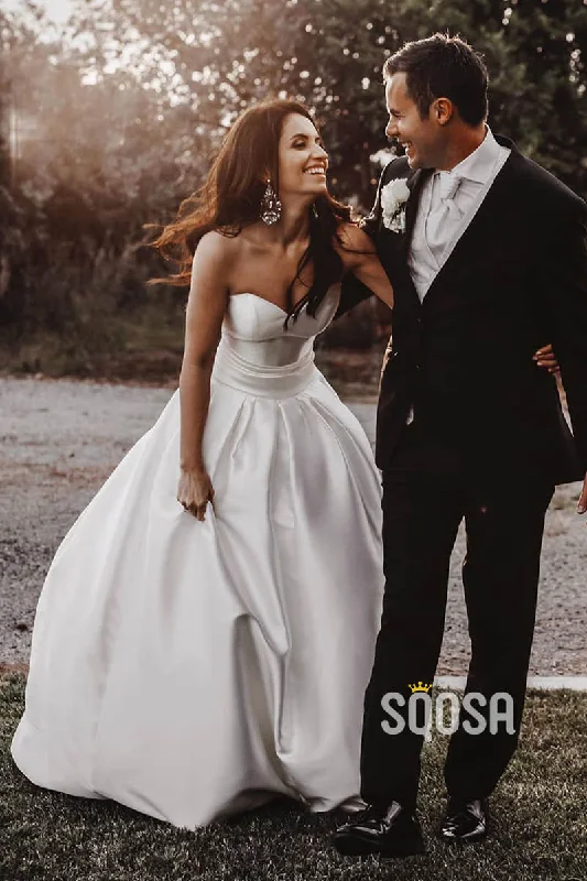 Limited Stock textured dressA-line Sweetheart Ivory Satin Rustic Wedding Dress Bridal Gown QW2320 Limited Stock textured dressA-line Sweetheart Ivory Satin Rustic Wedding Dress Bridal Gown QW2320
