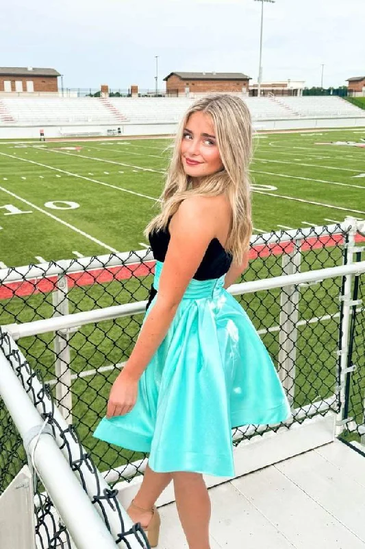 Limited Time Discount pleated maxi dressBlack and Mint Green Homecoming  Dress