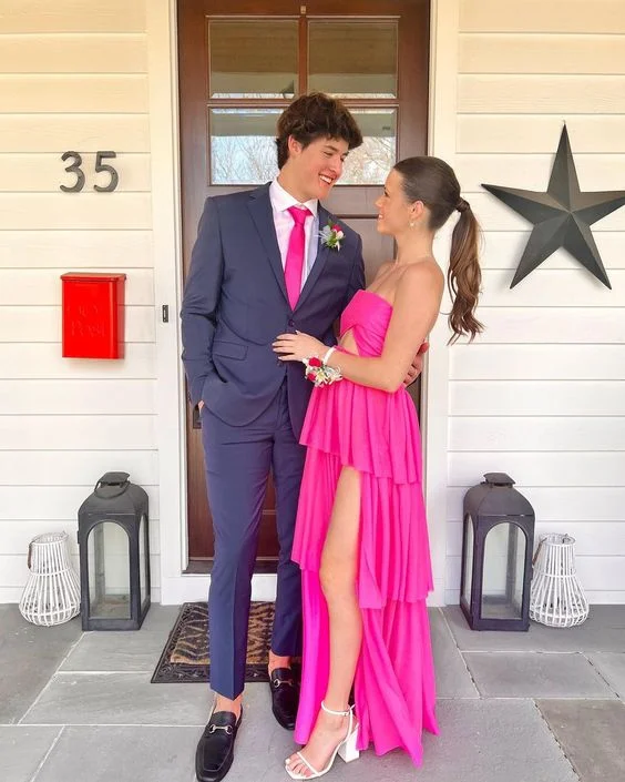 Fantastic Offers ruched dressStrapless A-line Hot Pink Prom Dress Graduation Dress Y2802