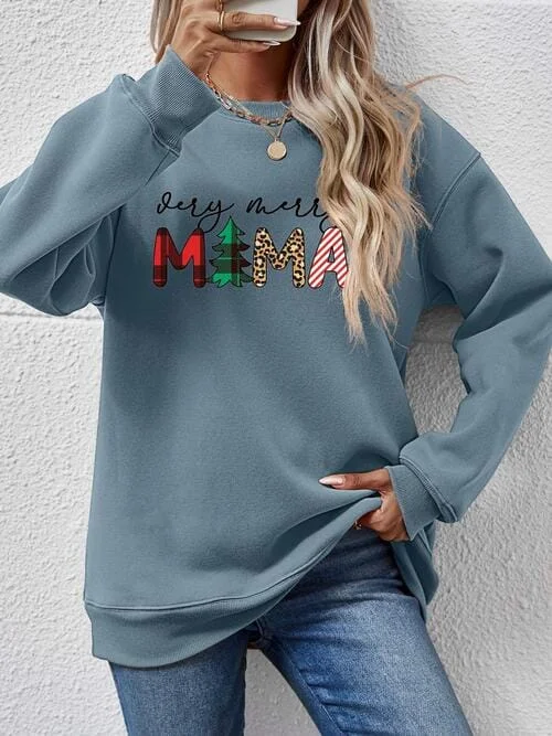 Savings Galore fitness lifestyle hoodieVery Merry Mama Long Sleeve Graphic Sweatshirt