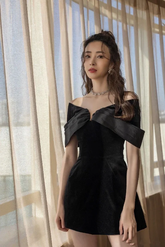 Act Now floral dressChic Black A-line Homecoming Dress,21th Birthday Outfit Dress Y2875