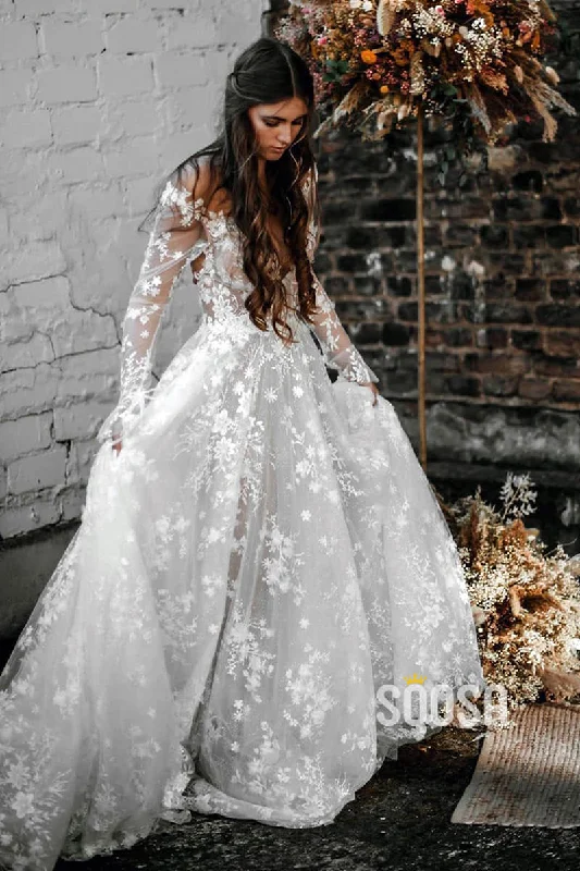 Limited Availability elegant shift dressAttractive V-neck Long Sleeves Lace Bohemian Wedding Dress Backless QW2434 Limited Availability elegant shift dressAttractive V-neck Long Sleeves Lace Bohemian Wedding Dress Backless QW2434