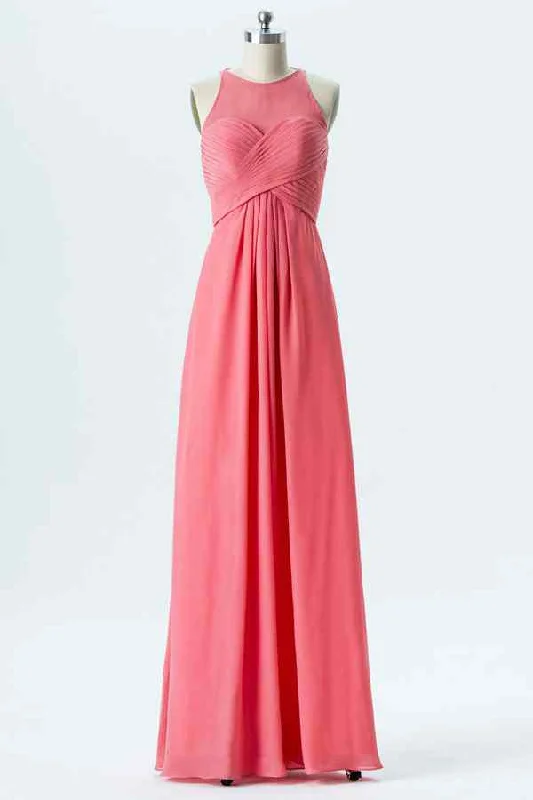 Mega Sale fitted bodycon dressWatermelon A-line Halter Tied Back Chiffon Long Bridesmaid Dress Mega Sale fitted bodycon dressWatermelon A-line Halter Tied Back Chiffon Long Bridesmaid Dress