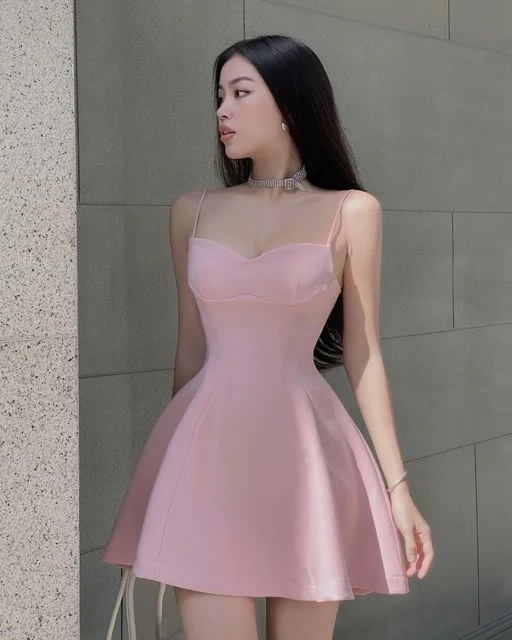 Steals and Deals bodycon dressCute Pink Spaghetti Straps A-line Homecoming Dress Y2878