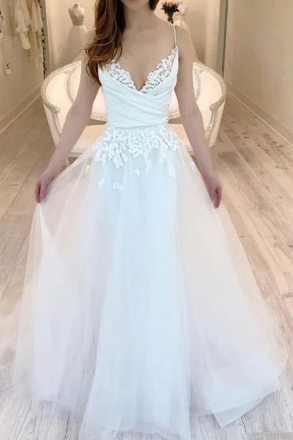 Special Savings layered dressV-Neck Sleeveless Lace Appliques Tulle A-Line Wedding Dress