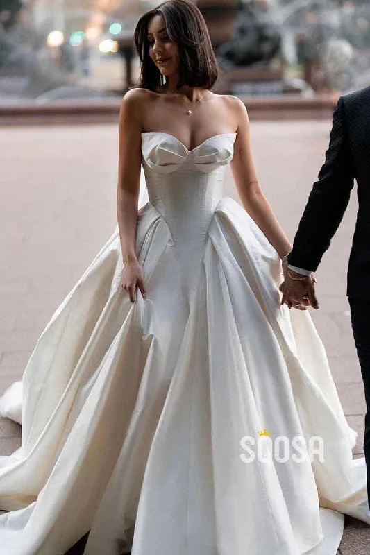Great Deals fitted bodycon dressSweetheart Ivory Satin Ball Gown Satin Romantic Wedding Dress QW2510