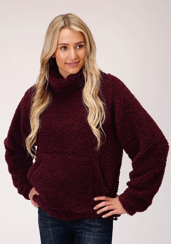 Special Promotion vintage coatWOMENS WINE POLAR FLEECE PULLOVER