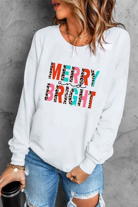 Final Markdown bold fitness hoodieMERRY AND BRIGHT Graphic Sweatshirt