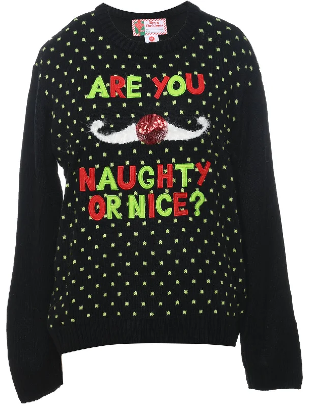Stock Clearance sleek and warm coatBlack Christmas Jumper - M