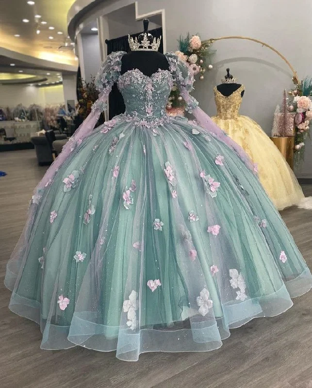 Customer Appreciation Sale off-the-shoulder dressPrincess Sweetheart Ball Gown Quinceanera Dresses Beaded Celebrity Party Gowns With 3D Flowers  Y2982