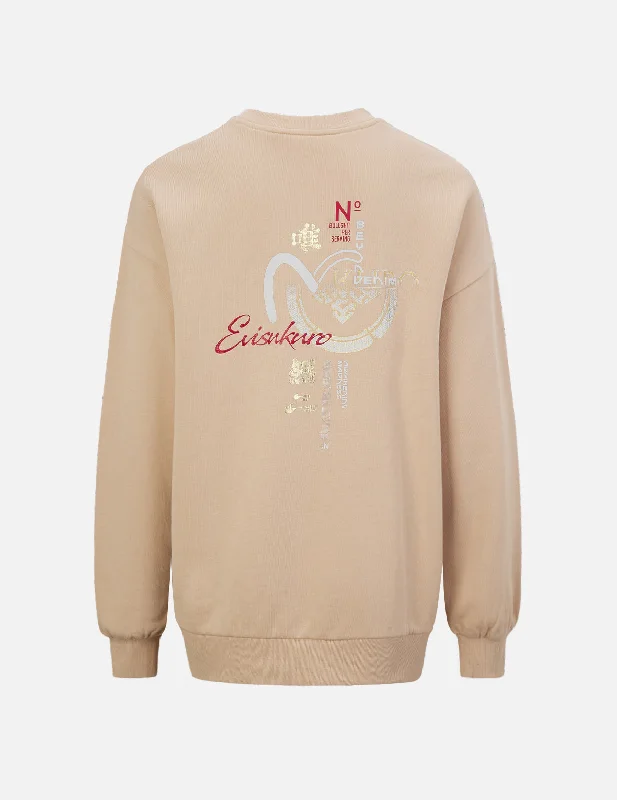 Reduced Prices stylish performance hoodieSashiko Seagull and Kamon Print Oversize Sweatshirt