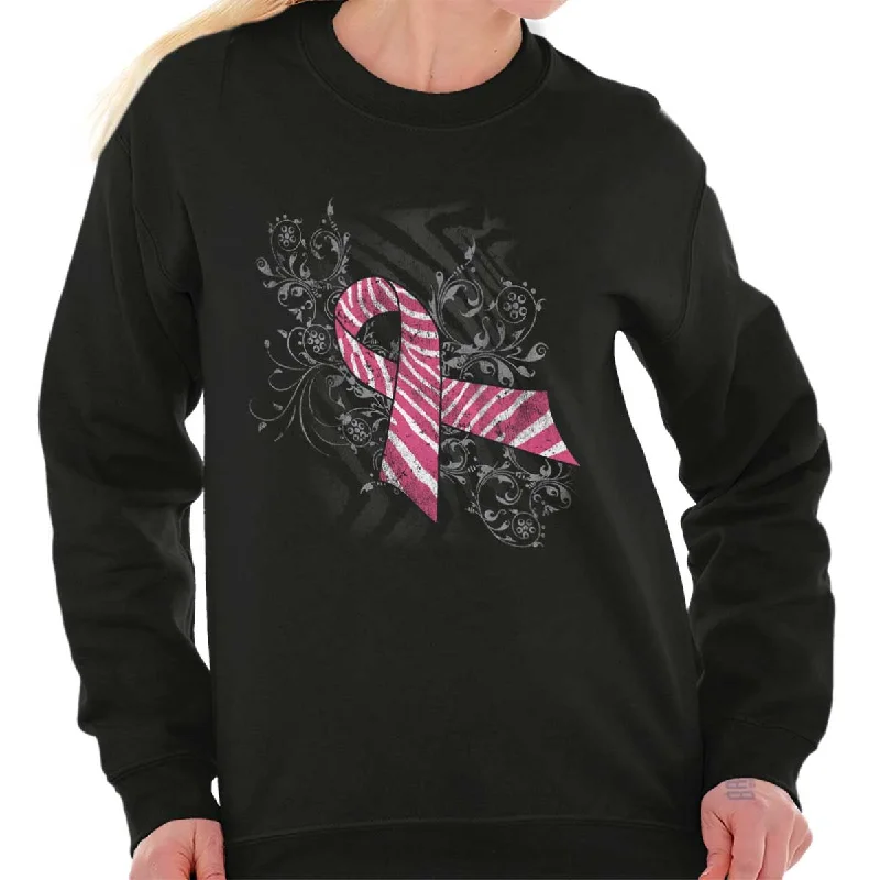 Shop and Save chic active hoodiePink And White Ribbon Crewneck Sweatshirt