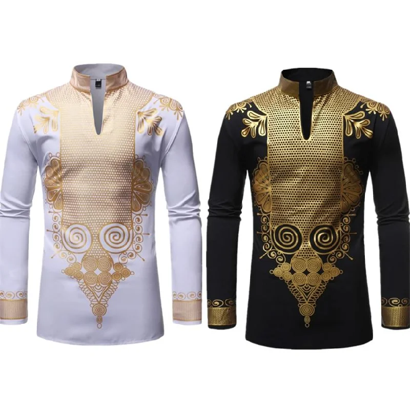 Savings Galore cozy wool-blend coatNew Men Print African Print Dresses Rich Bazin Dashiki Long Sleeve T-shirt Traditional  2020 Fashion Style Adult Blouse Clothing