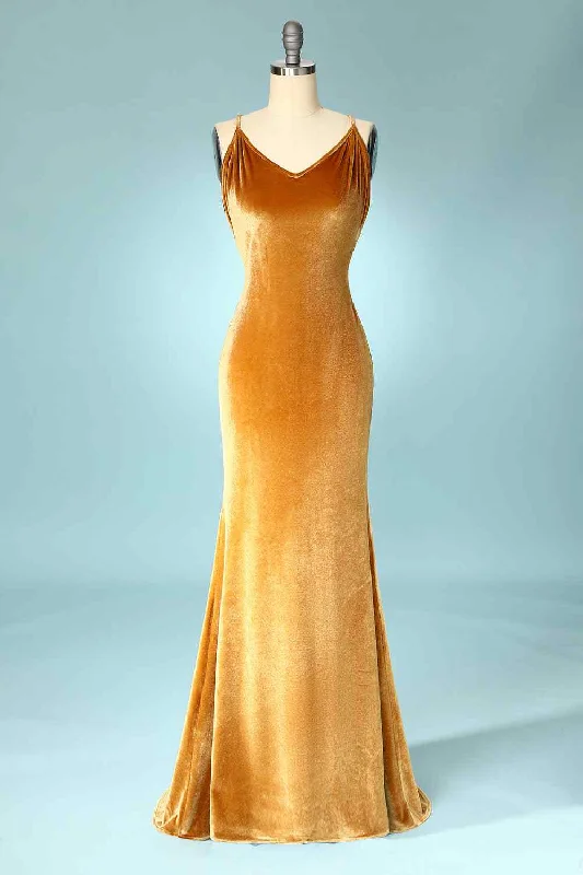Referral Discount chic slip dressButterscotch Mermaid Cowl Neck Backless Velvet Long Bridesmaid Dress Referral Discount chic slip dressButterscotch Mermaid Cowl Neck Backless Velvet Long Bridesmaid Dress